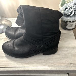 Black Faux Suede Mid Calf Boots Size 11 WC